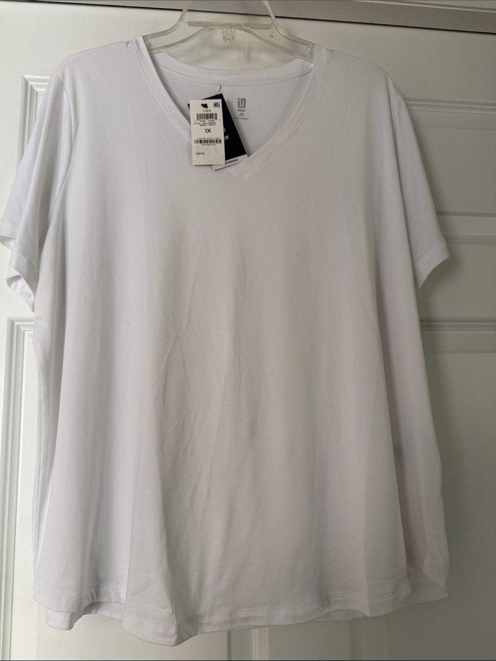 Ideology White V-Neck Short Sleeve Tee Size 1X NWT